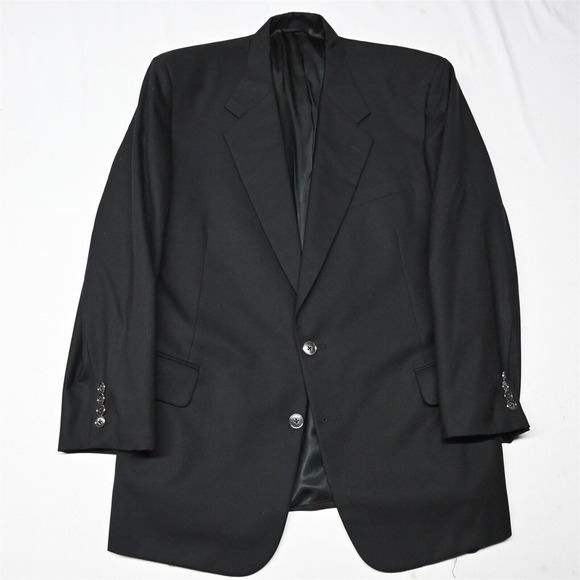 Executive Collection Tom James 44R Black Wool Mens Blazer Suit Jacket Sport Coat